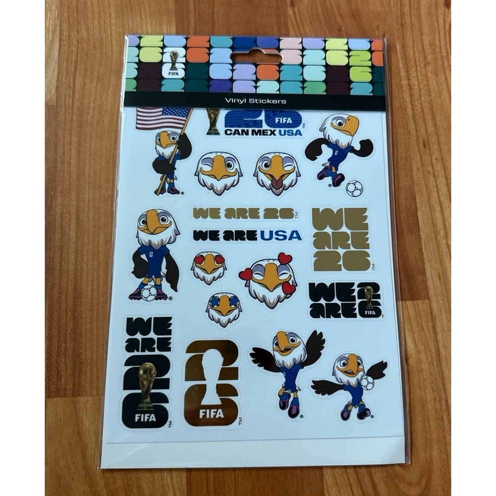 FIFA World Cup 2026 Official USA Mascot Sticker Sheet - Vinyl Decals New